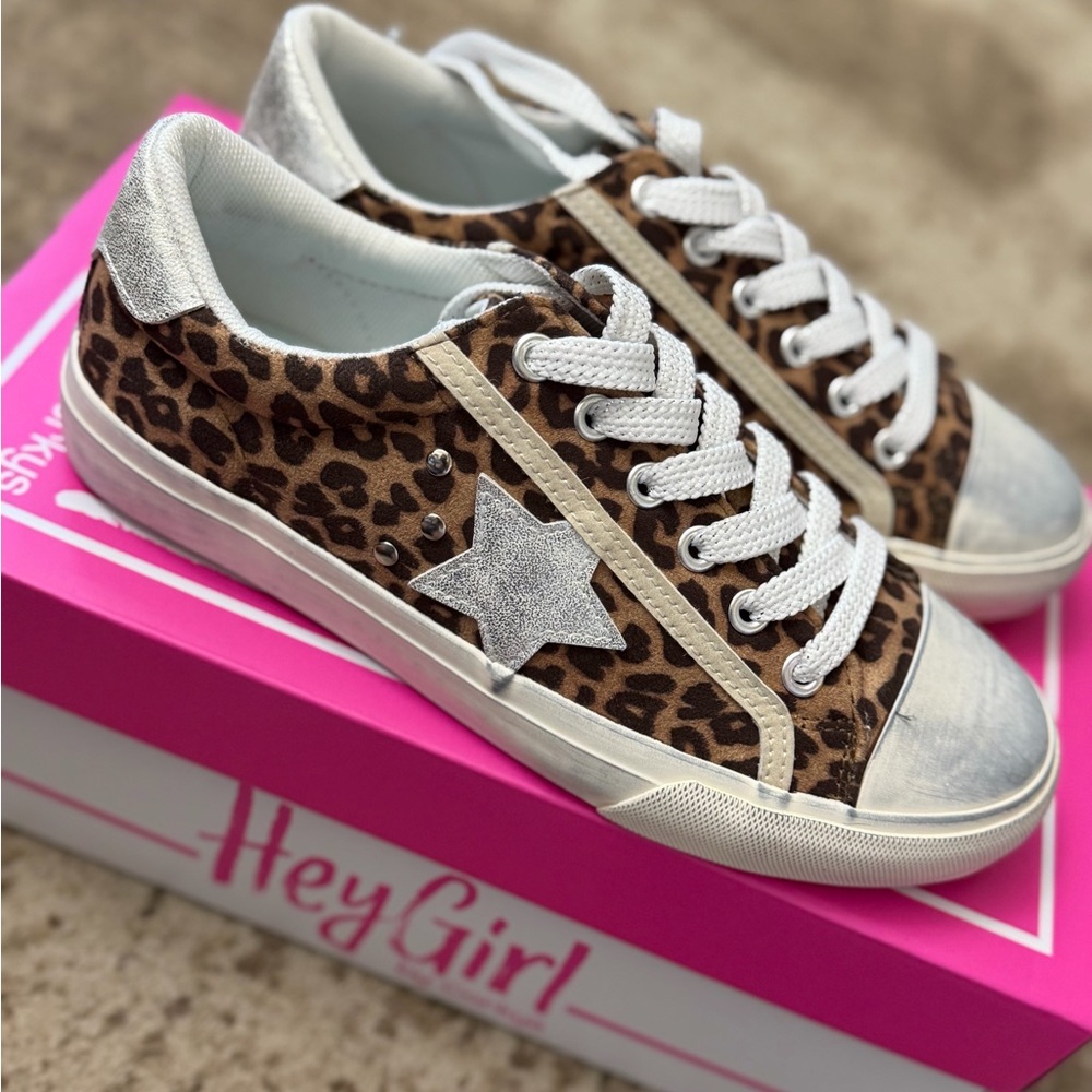 Corkys Leopard Print Sneakers with Silver Highlights